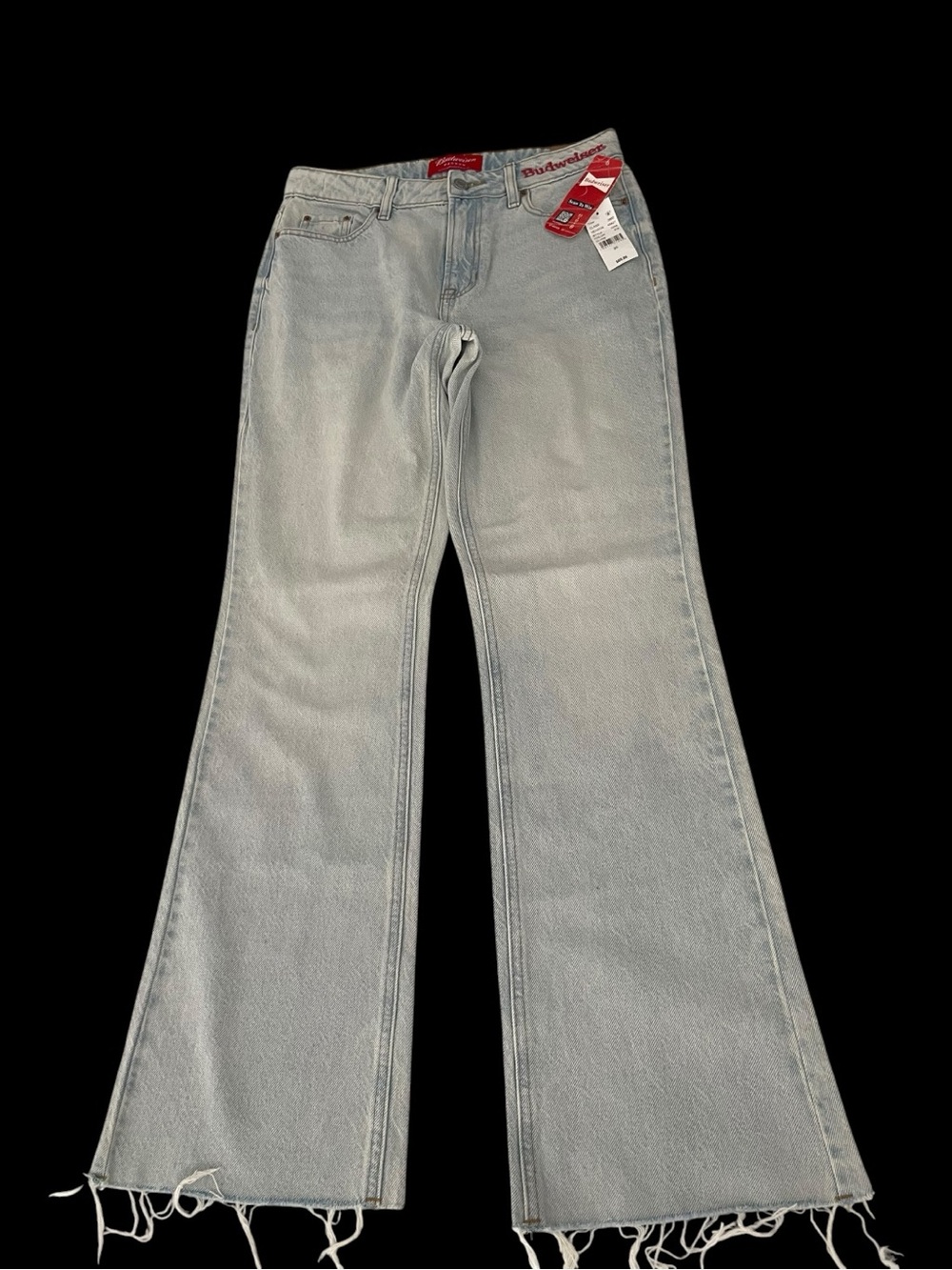 NWT PacSun x Budweiser Vintage Bootcut Jeans Frayed Hem Light Wash Size 25